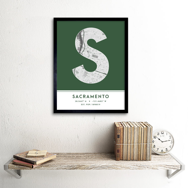 Wee Blue Coo Sacramento City Map Sacramento Green by Picture Frame